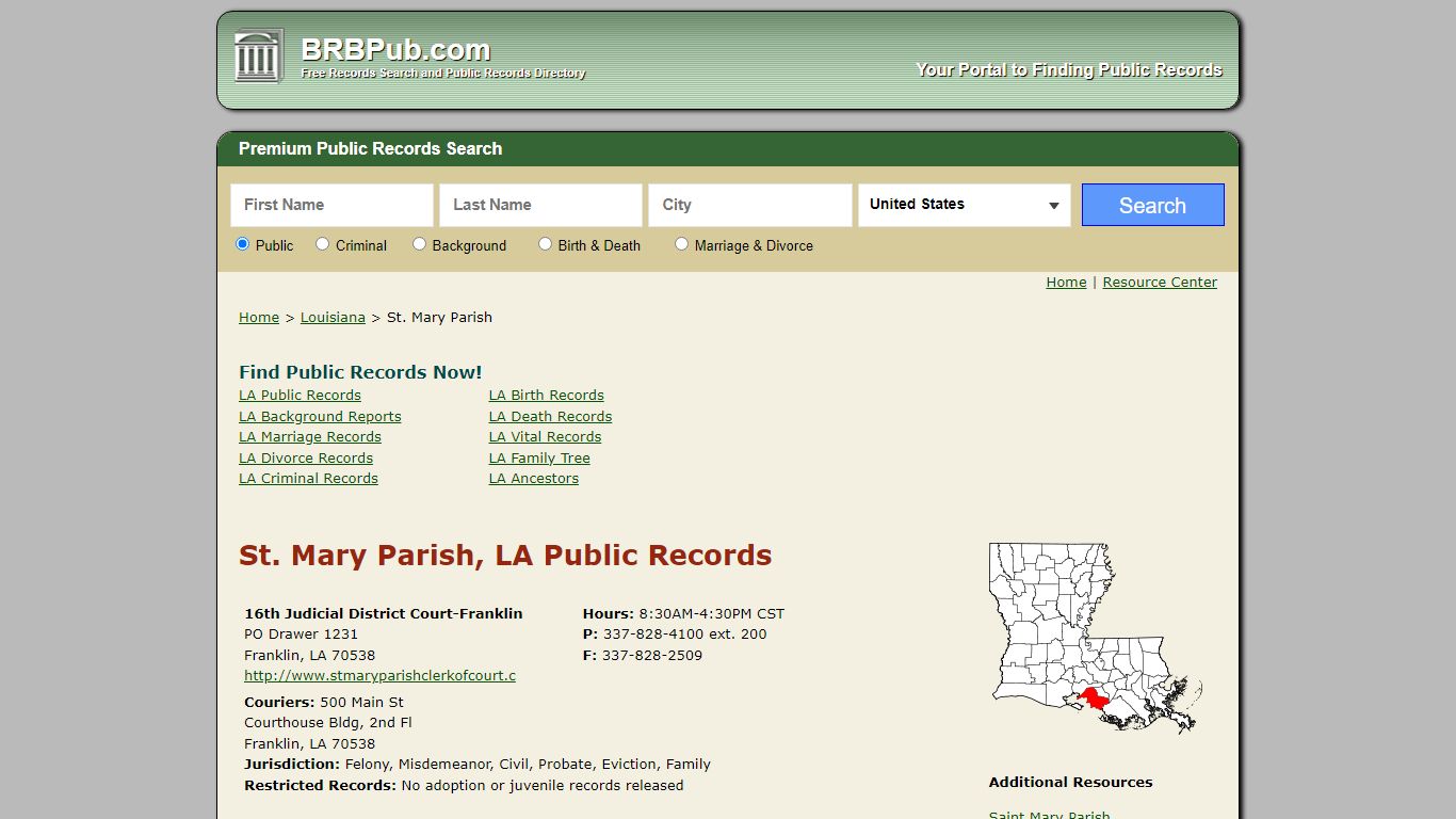 St. Mary Parish Public Records | Search Louisiana Government Databases